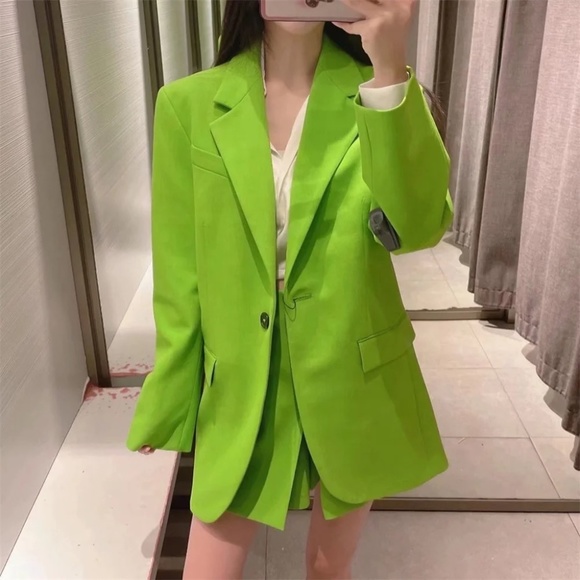 Zara Inspired Green Blazer & Skort Set - Picture 2 of 6